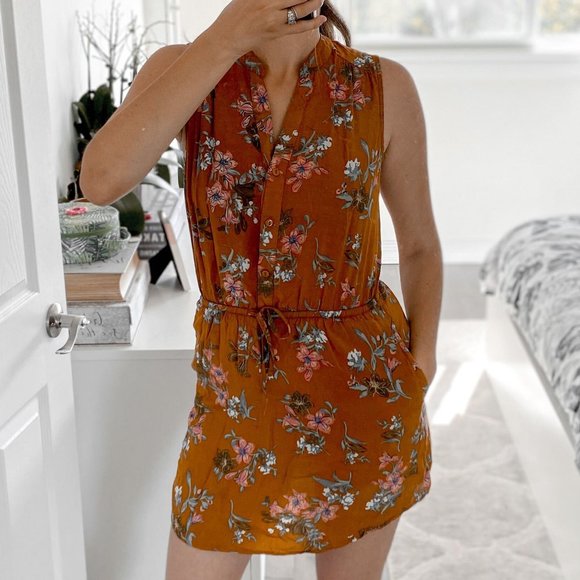 La Classe Couture Mustard Floral Print Mini Dress - Picture 5 of 5